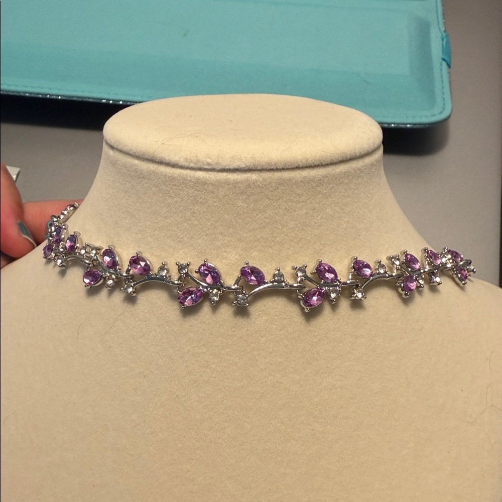 New Elegant Purple rhinestone and Silver Bracelet